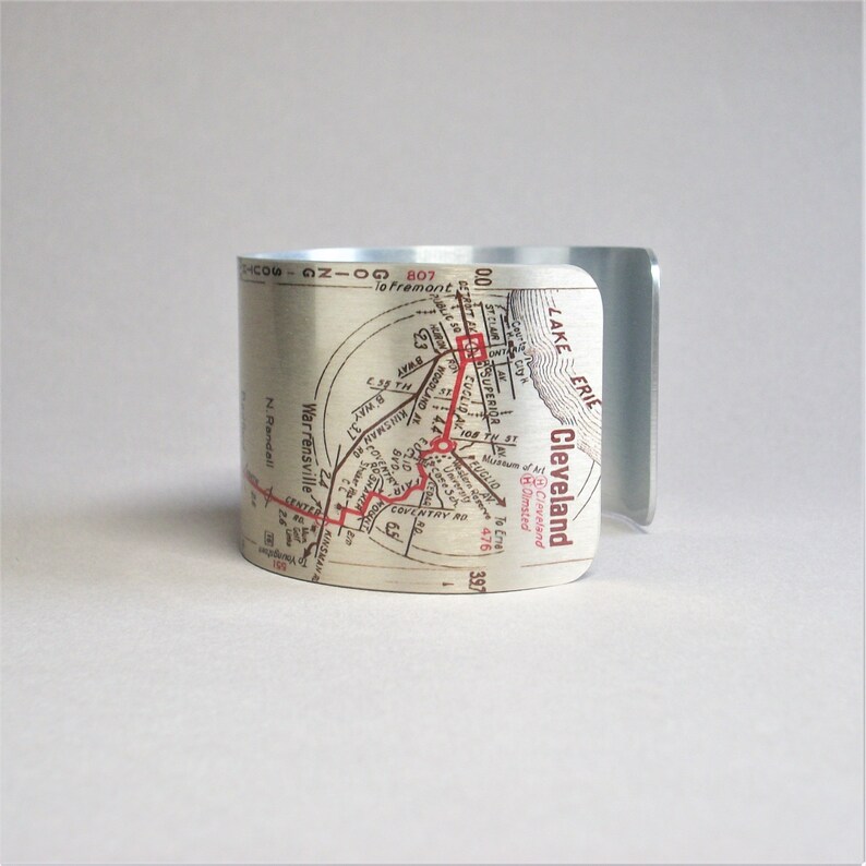 Cleveland to Akron Ohio Map Cuff Bracelet Unique Gift for Men Etsy