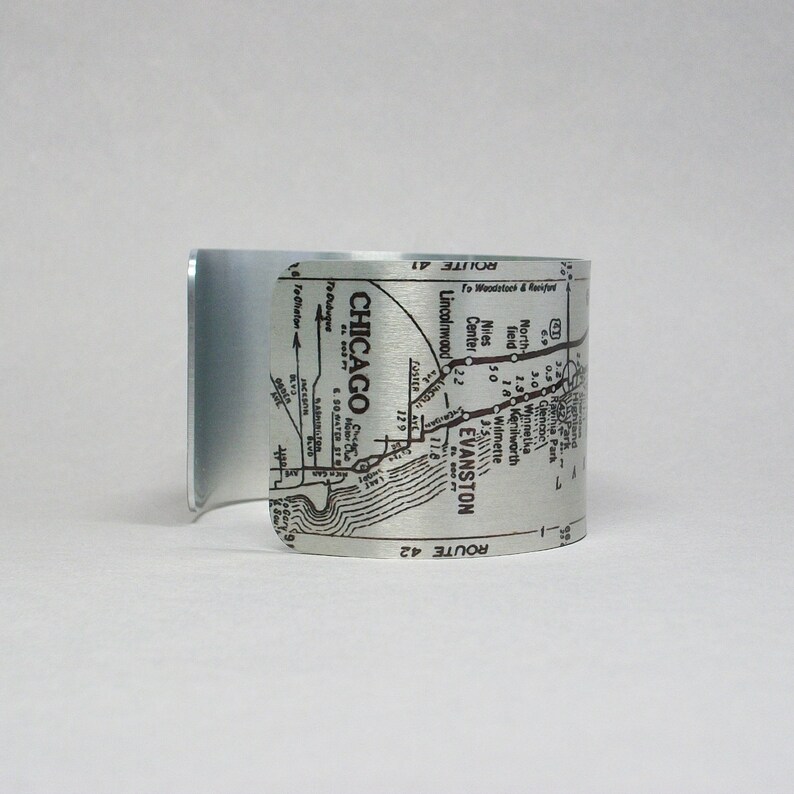 Milwaukee Wisconsin to Chicago Illinois Cuff Bracelet Road Map Etsy