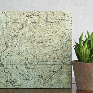 May include: A vintage topographic map of the Coal Mountain area in Georgia, printed on a square piece of paper with a light brown background and green contour lines. The map is framed and hanging on a white wall.