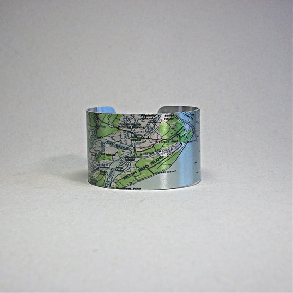 Hilton Head Island Map Bracelet: Vintage South Carolina Travel Jewelry