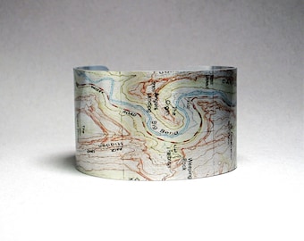 Zion National Park Map Bracelet, Hiking Gift, Vintage Style Jewelry