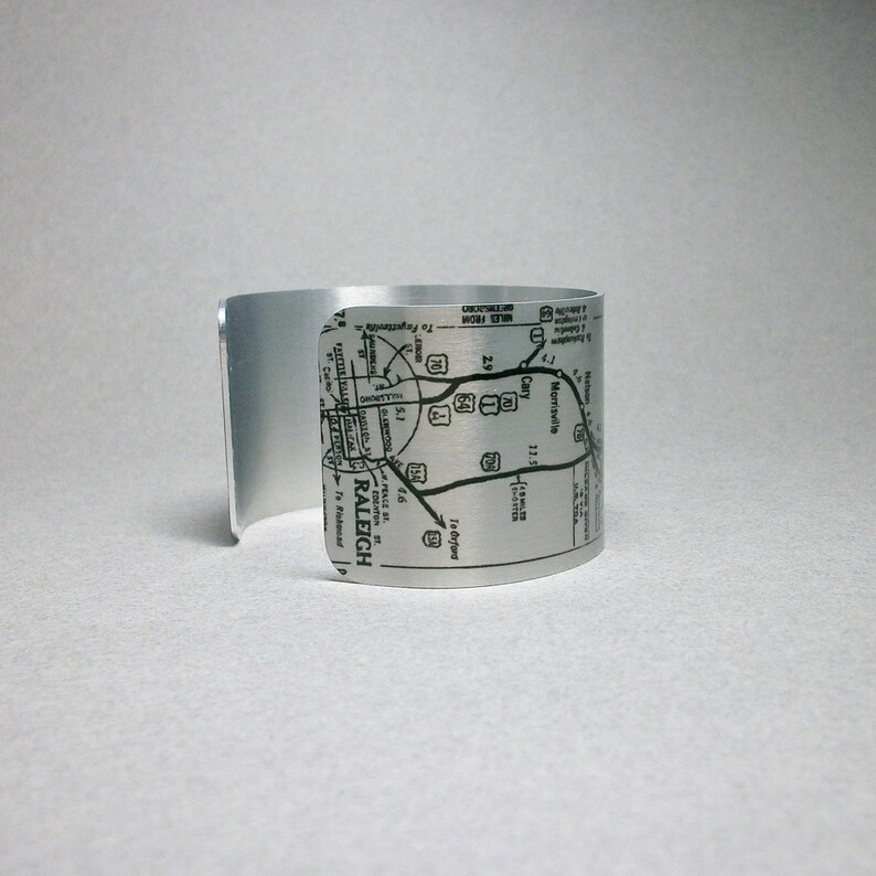 Greensboro to Raleigh North Carolina Map Cuff Bracelet Unique Etsy