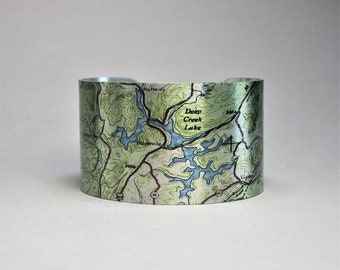 Deep Creek Lake Maryland Map Cuff Bracelet McHenry Unique Gift