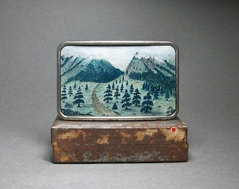 Belt Buckle American Wilderness Pine Trees Mountains