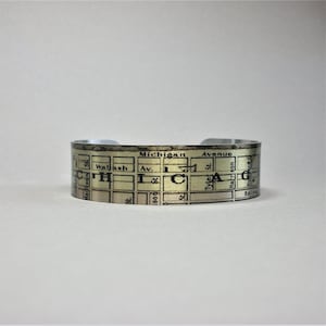 Chicago Illinois Map Cuff Bracelet Cadeau pour Hommes ou Femmes
