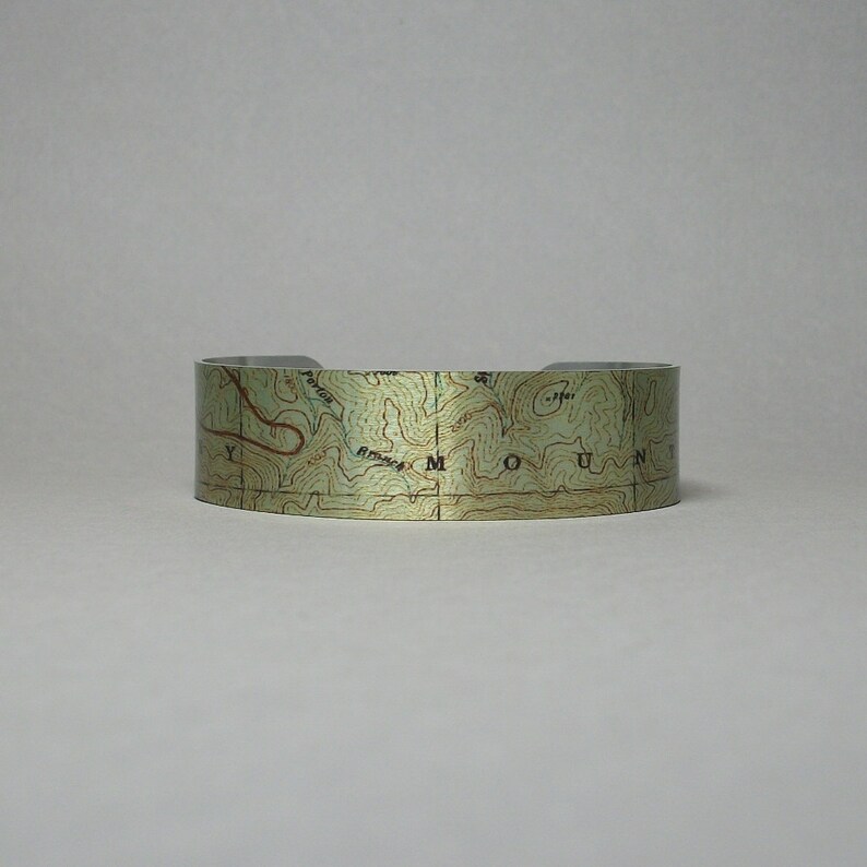 Smoky Mountains National Park Map Cuff Bracelet Unique Hiking Gift for Men or Women