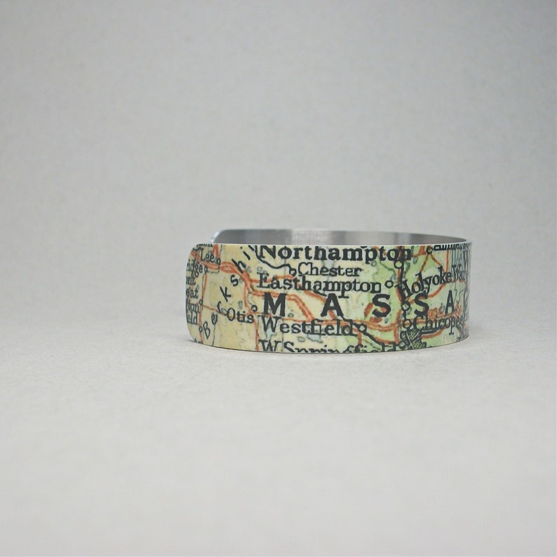 Massachusetts Map Cuff Bracelet Unique Gift image 2