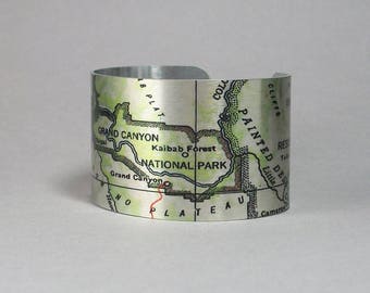 Grand Canyon National Park Map Bracelet Arizona Unique Travel Hiking Camping Gift for Men or Women