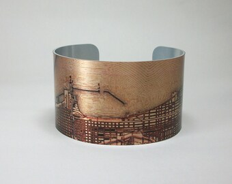 Chicago Illinois Map Bracelet Cuff Unique Gift for Men or Women