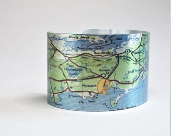 Cape Cod Massachusetts Cuff Bracelet Unique Map Gift for Men or Women