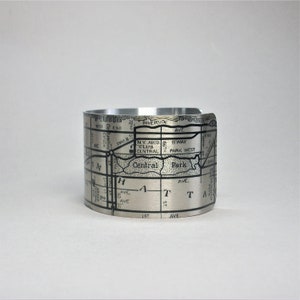 New York City NYC Manhattan Map Cuff Bracelet Unique Travel Gift for Men or Women image 5