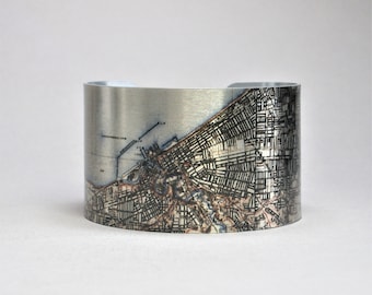 Cleveland Ohio Map Cuff Bracelet Unique Gift Idea for Men or Women