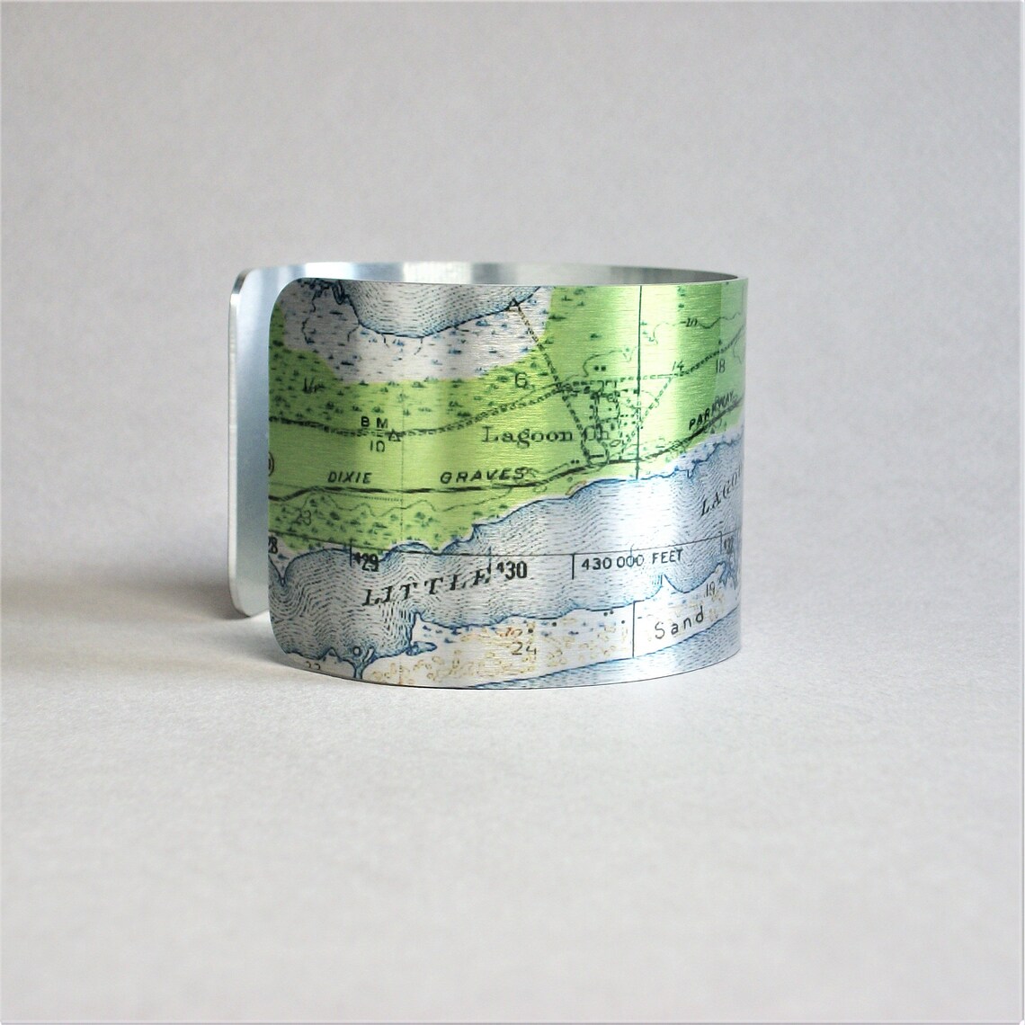 Gulf Shores Alabama Map Cuff Bracelet Alligator Island Unique Etsy