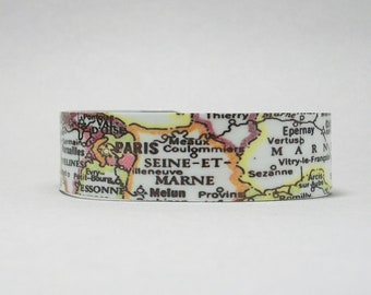 Paris France Map Cuff Bracelet Unique Travel Gift