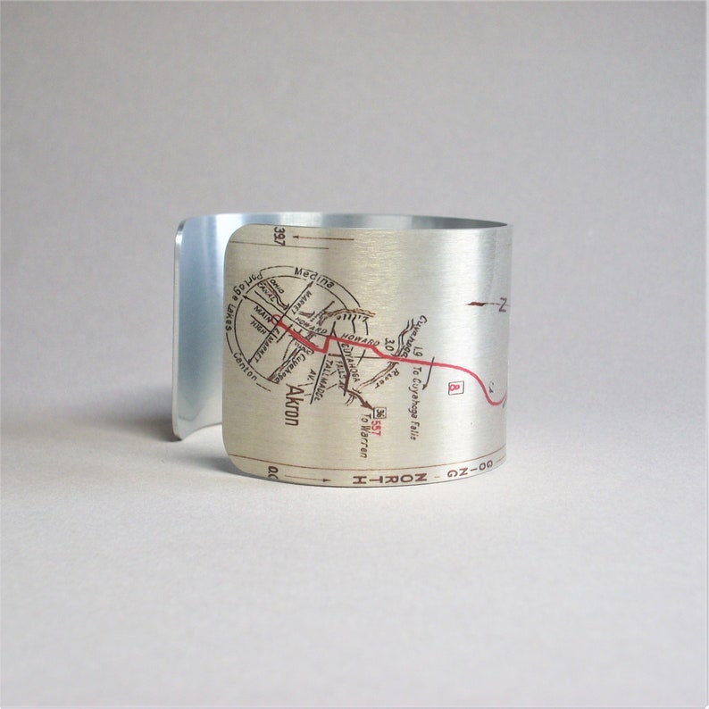 Cleveland to Akron Ohio Map Cuff Bracelet Unique Gift for Men Etsy