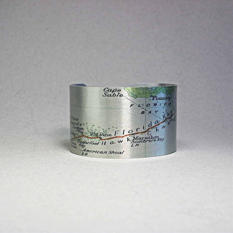 Florida Keys Map Cuff Bracelet from Key West to Key Largo Gift for Men or Women image 3