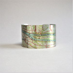 Keuka Lake New York Finger Lakes Map Cuff Bracelet Uniek cadeau voor mannen of vrouwen afbeelding 7