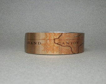 Grand Canyon National Park Arizona Map Cuff Bracelet Unique Gift for Men or Women