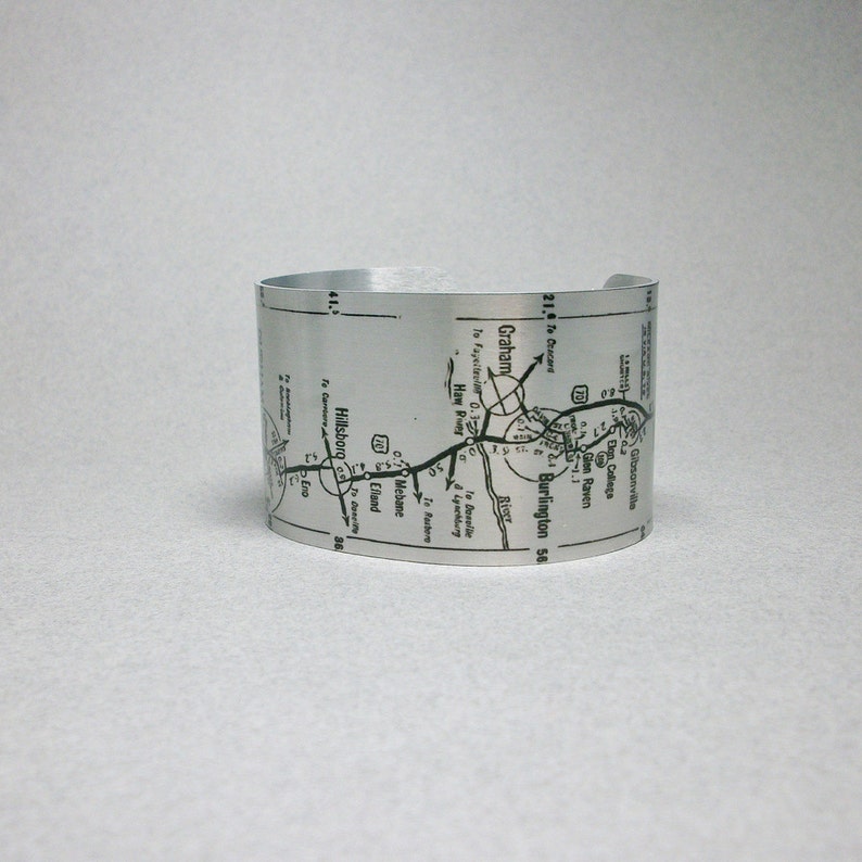 Greensboro to Raleigh North Carolina Map Cuff Bracelet Unique Etsy