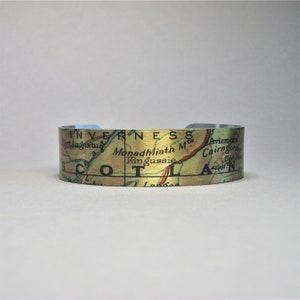 Scotland Map Cuff Bracelet: Vintage Style Bracelet