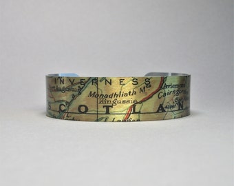 Scotland Map Cuff Bracelet Unique Gift