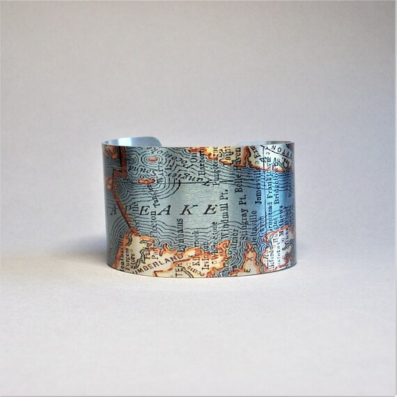 Chesapeake Bay Map Bracelet: Maryland Virginia Cuff