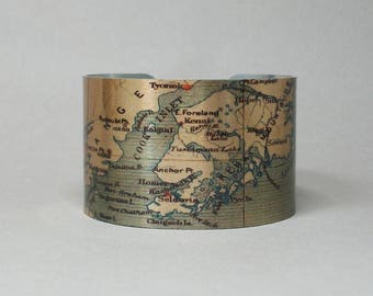 Alaska Map Cuff Bracelet Kenai Peninsula Map Unique Gift for Men or Women