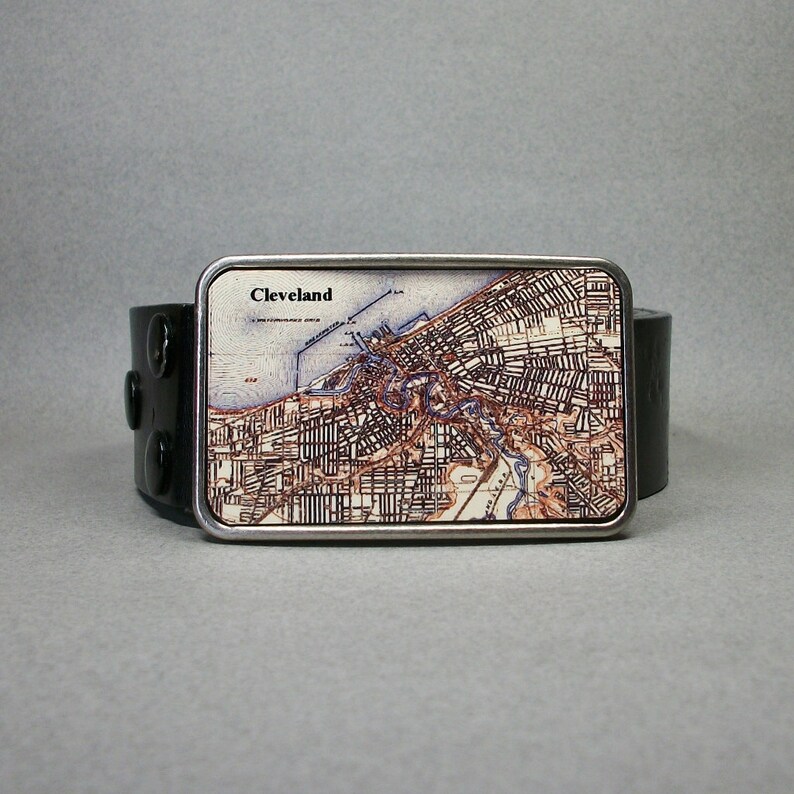 Belt Buckle Cleveland Ohio Vintage Map Unique Gift for Men or Women image 4