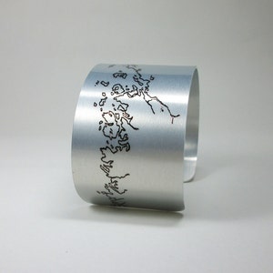 Maine Coast Map Cuff Bracelet: Vintage Style Aluminum Jewelry