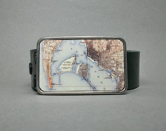 Belt Buckle San Diego California Vintage Map for Men or Women Cool Gift