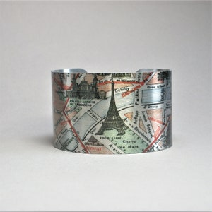 Paris France Carte Tour Eiffel Bracelet Manchette Cadeau Unique pour le Voyageur