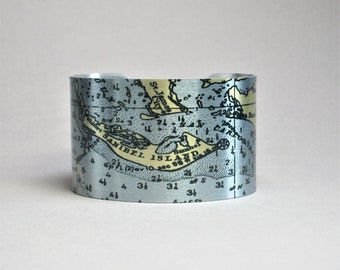 Sanibel Island Florida Map Cuff Bracelet Unique Hostess Gift for Men or Women