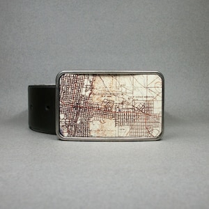 Belt Buckle Vintage Map Albuquerque New Mexico Metal Unique