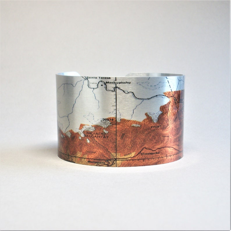 Machu Picchu Cuzco Cusco Peru Cuff Bracelet Map Unique Travel Gift for Men or Women image 4