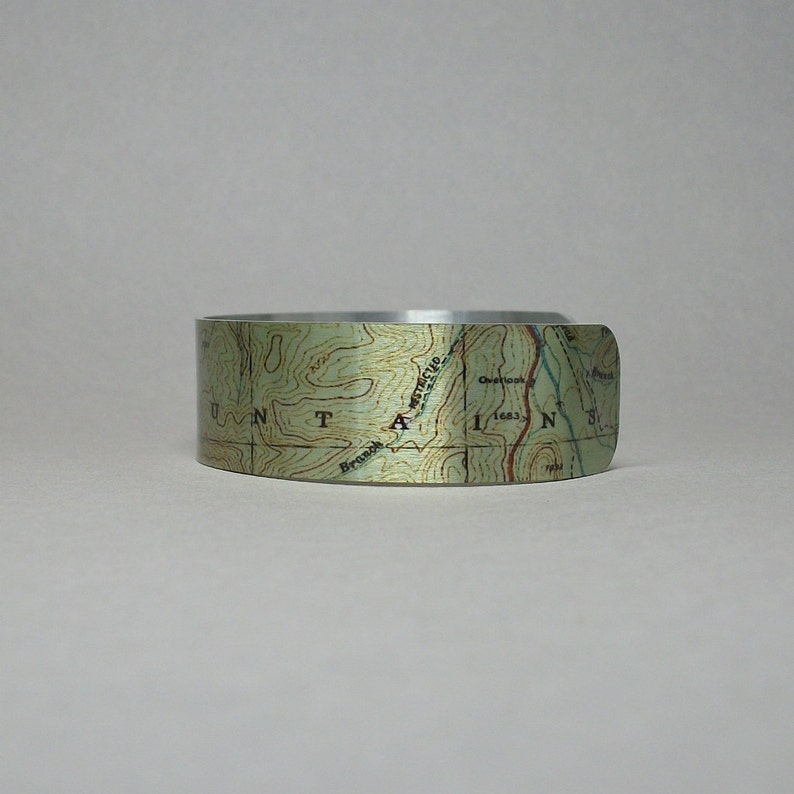 Smoky Mountains National Park Map Cuff Bracelet Unique Hiking Gift for Men or Women