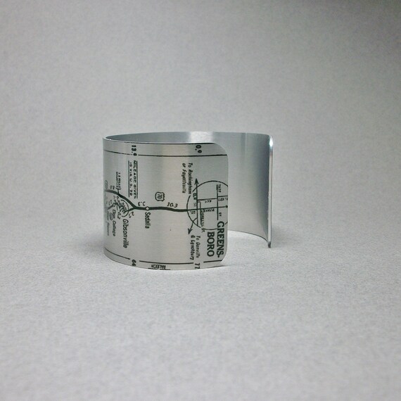 Greensboro to Raleigh North Carolina Map Cuff Bracelet Unique Etsy
