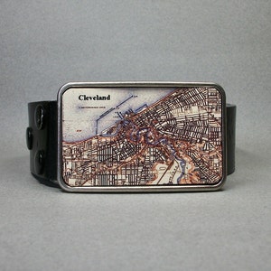 Belt Buckle Cleveland Ohio Vintage Map Unique Gift for Men or Women image 1