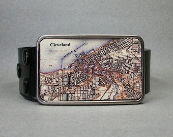 Belt Buckle Cleveland Ohio Vintage Map Unique Gift for Men or Women