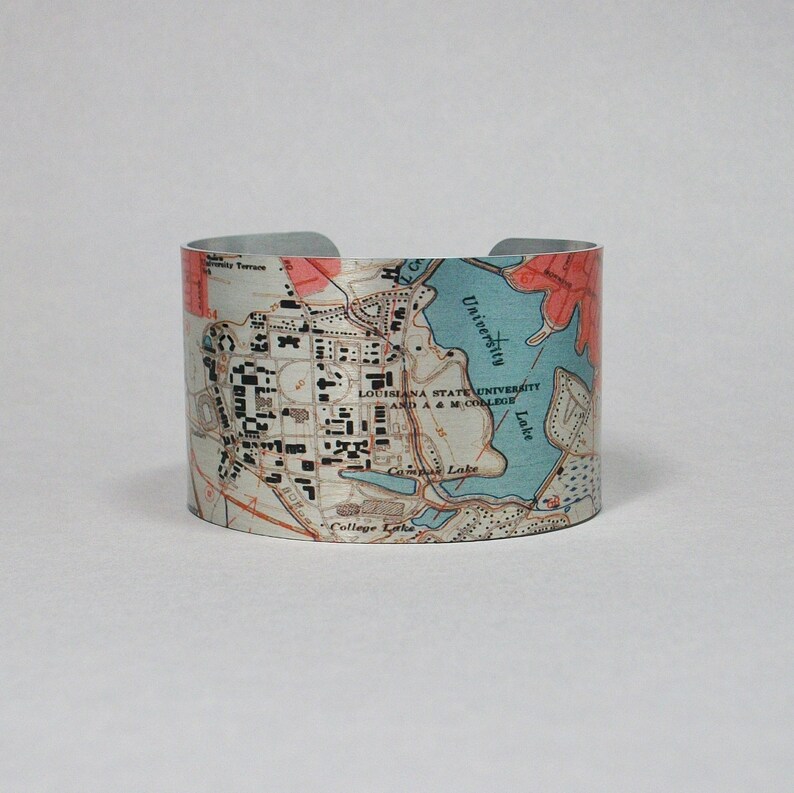 Baton Rouge Louisiana Map Cuff Bracelet LSU Gift for Men or Etsy