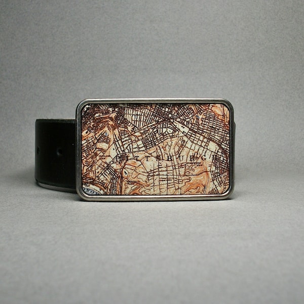 Belt Buckle Pittsburgh Pennsylvania Map Unique Gift for Men or Women