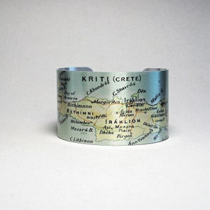 Crete Griechenland Karte Manschette Armband Griechische Inseln Einzigartiges Traveller Geschenk für Männer oder Frauen