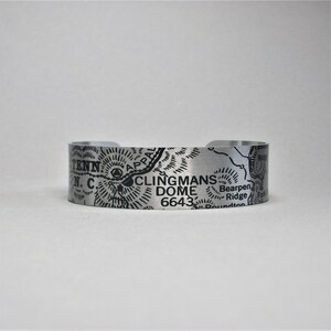 Clingmans Dome Map Bracelet, Smoky Mountains Gift, Vintage Style Cuff