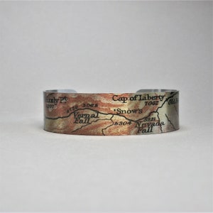 Carte du parc national de Yosemite Bracelet manchette Vernal et Nevada Falls Cadeau unique
