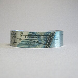 Ocean City Maryland Map Cuff Bracelet Unique Gift for Men or Women