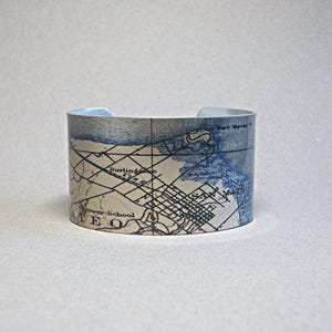 San Mateo California Map Cuff Bracelet: Vintage Style Jewelry