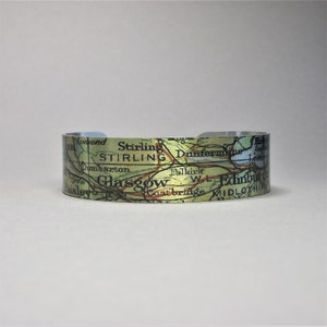 Glasgow Edinburgh Scotland Map Cuff Bracelet Unique Gift