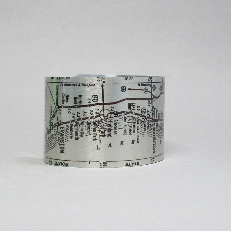 Milwaukee Wisconsin to Chicago Illinois Cuff Bracelet Road Map Etsy