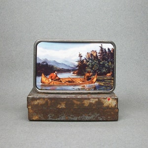 Belt Buckle Hunters in Canoe on the Lake Wilderness Unique Gift for Men or Women