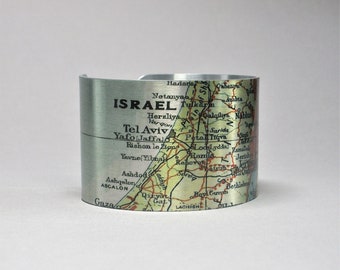 Israel Map Cuff Bracelet: Vintage Style Jewelry