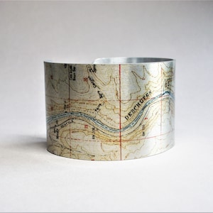 Deschutes River Oregon Map Bracelet Unique Rafting Gift for Men or Women